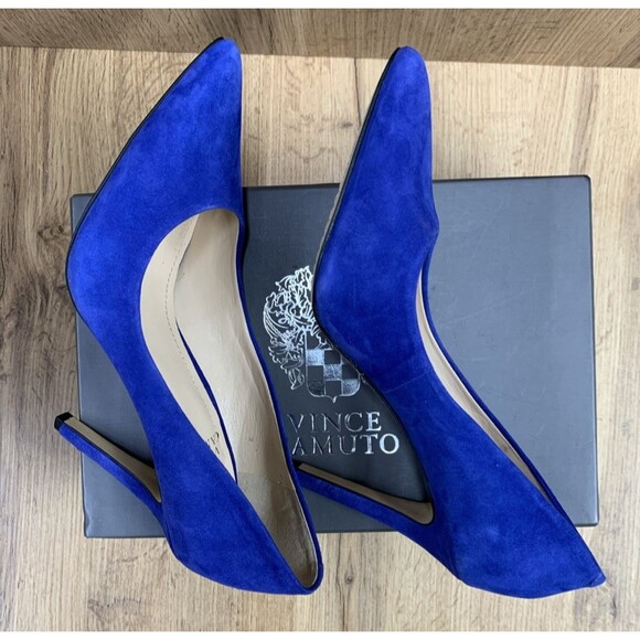 Vince Camuto Women Kain 4” Slip On Point Toe Heels  Pump Mazarine Blue Sz 7.5 M - Picture 10 of 16